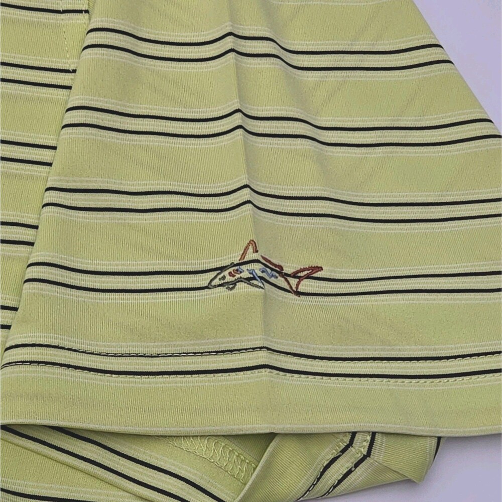 Greg Norman Polo Shirt Golf Play Dry Yellow Black Stripe Men Sz Medium NEW - Picture 5 of 13